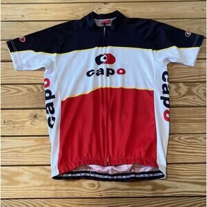 Capo Full Zip Cycling Jersey Size Large Men’s Red White Black